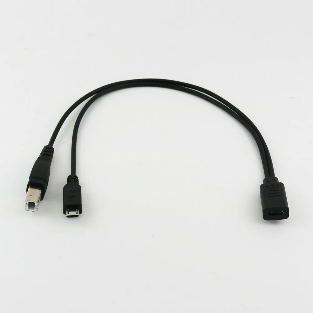 1x USB 3 1 Тип C мама Micro папа и 2 0 B штепсельная Вилка для зарядки данных Y разветвитель