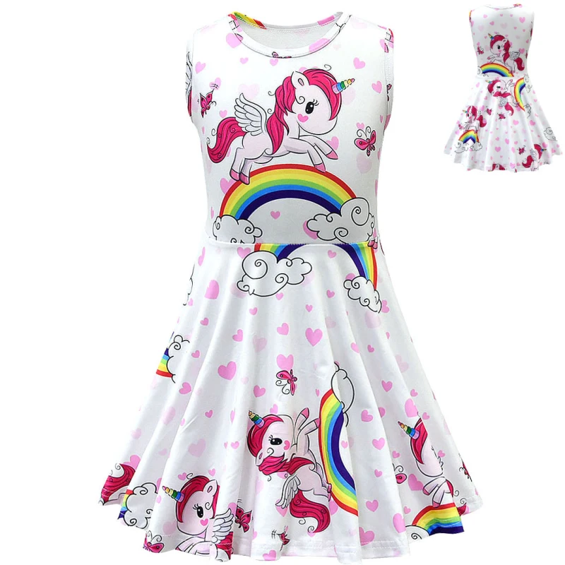 

New Unicorn Dress for Girls Summer Flower Baby Girl Princess Dresses Party Costume Vestido Kids Birthday Clothes Cartoon Outfits