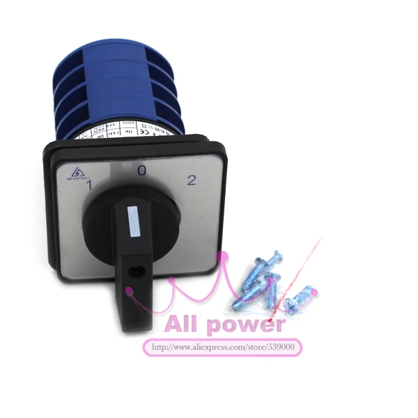 

AC 660V 32A 16 Terminals 3 Positions Rotary Selector Cam Changeover Switch
