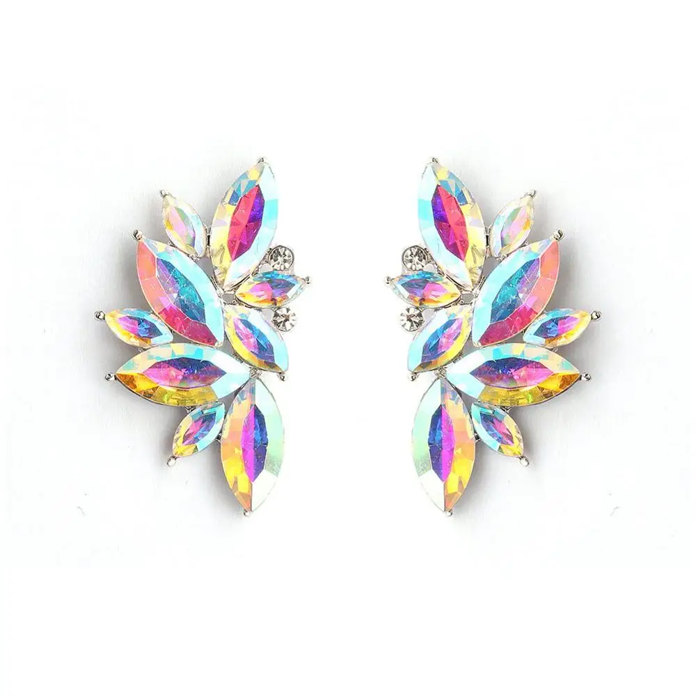 Multicolor Minmin, 4 цвета, серьги-гвоздики с кристаллами в виде листьев для женщин, уникальные корейские маленькие черные стразы в виде цветка, серьги, модное ювелирное изделие, EH1433 - Окраска металла: Multicolor