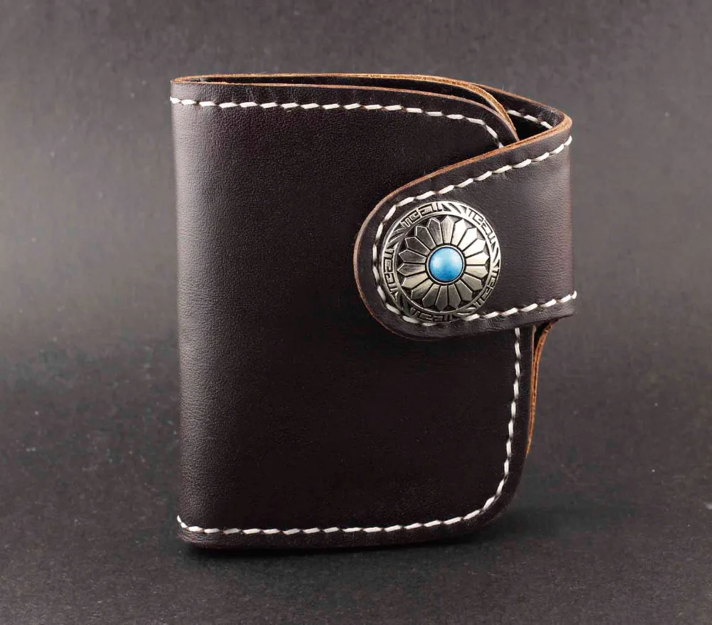 Unique Genuine Leather Thick Handmade Wallet Mens Vintage Cowboy CaiBu