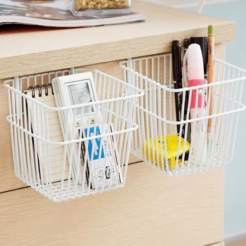 

2Pcs Metal Storage Basket Kitchen Door Cabinet Drawer Back Hanger Bathroom Office Sundries Organizer Rack Hook Holder