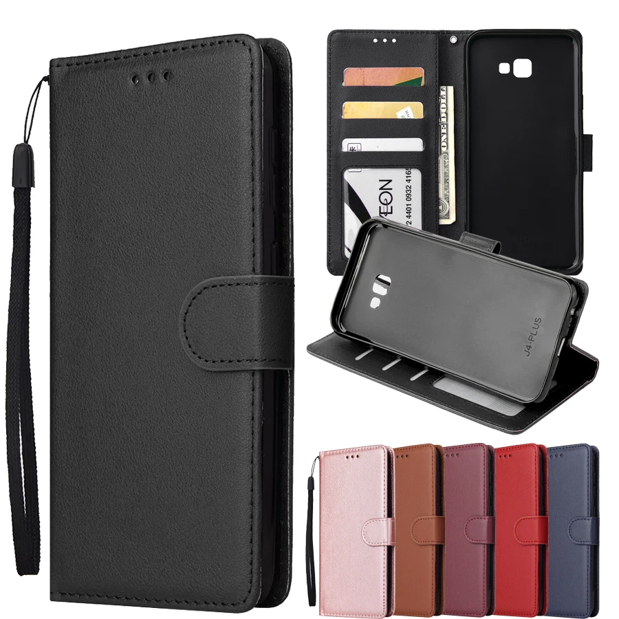 J4 Plus case on for Samsung Galaxy J4 Plus Solid color Wallet Flip Leather cover For Samsung J6 Plus J4 J6 2018 With Photo Frame J4 Plus case on for Samsung Galaxy J4 Plus Solid color Wallet Flip Leather cover For Samsung J6 Plus J4 J6 2018 With Photo Frame