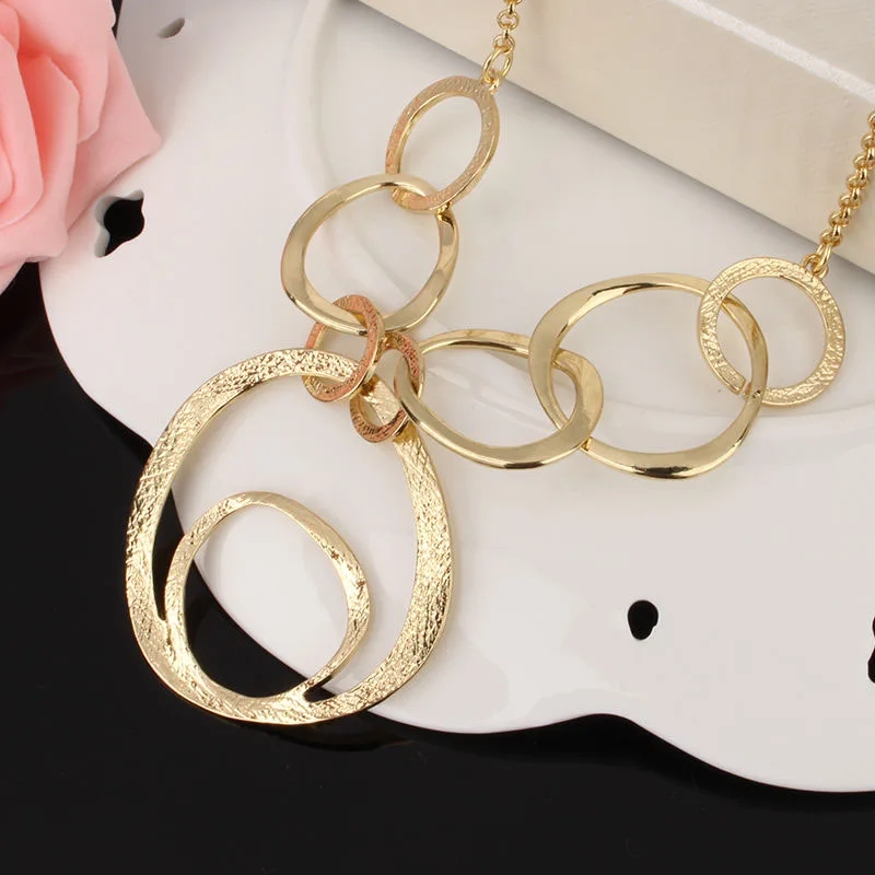 New Women Classical Large Round Circle Statement Pendant Necklace Bib Choker