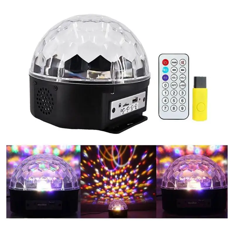 Bluetooth MP3 Кристалл Магия вращающийся шар 9 Цвета светодио дный RGB свет вспышки Disco свет этапа с дистанционным Управление