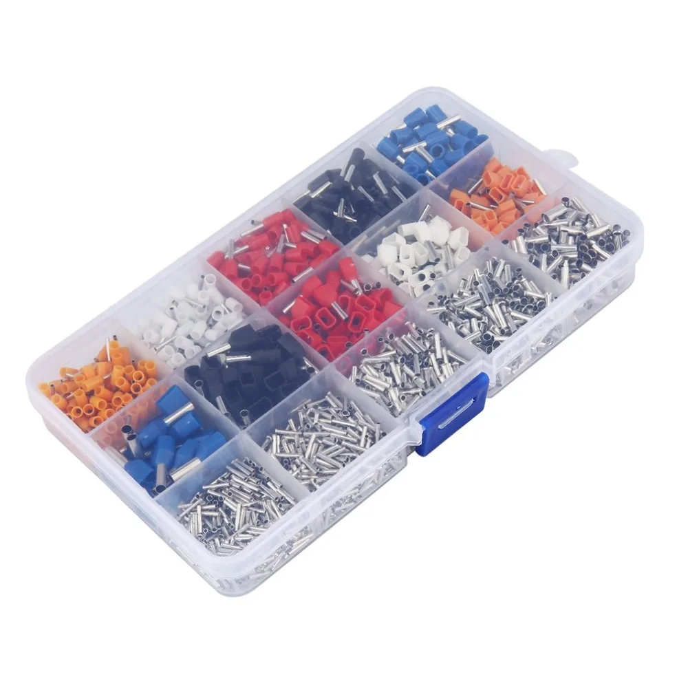 

2340pcs/set Car Cable Wire Electrical Tube Terminal Connectors Box Mixed 15 Models Ferrule Kit Crimp Terminal Cord Wire Tube Box