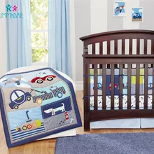 Детские мягкие бортики для кровати милый мультфильм Локомотив щенок хлопок простыня и пододеяльник простыня мягкий, для новорожденного ребенка постельных принадлежностей
