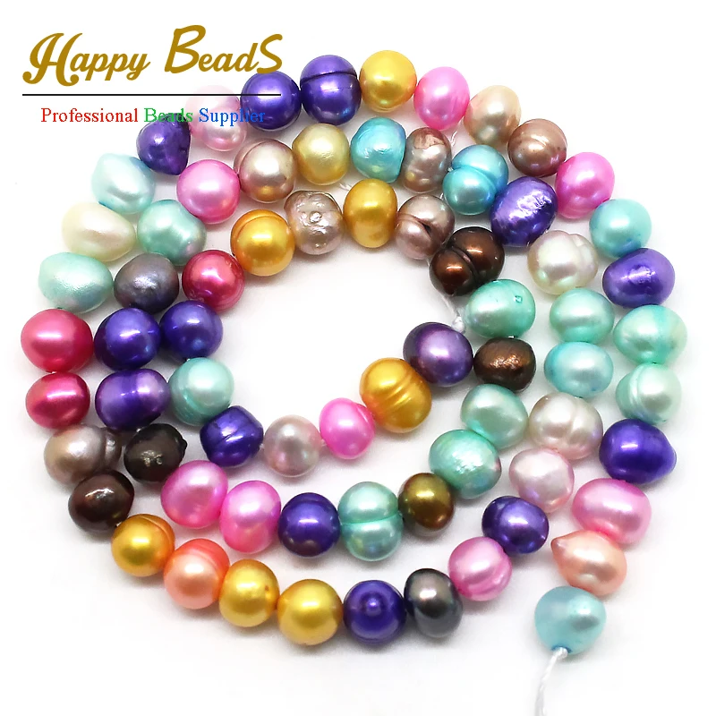 

5-6mm Multicolor Natural Freshwater Pearl Nearround Beads For Jewelry Making Spacer Loose Strand 15inch (F00530)