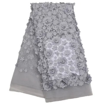 

VILLIEA Grey Nigerian Laces Fabrics High Quality Applique Tulle African Laces Fabric Wedding Soft African French Tulle Lace