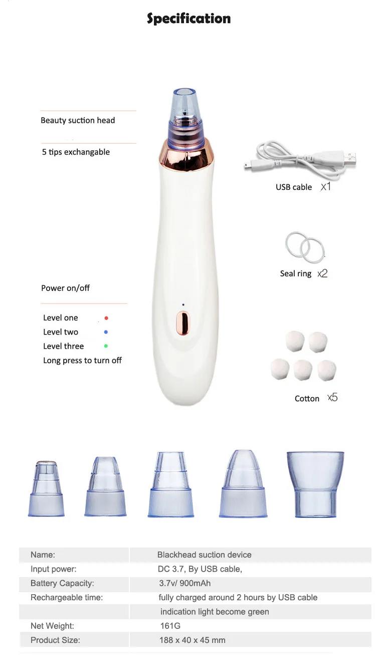 Электрический инструмент для удаления чёрных точек поры вакуумный очиститель кожи кисточка для чистки пор USB Перезаряжаемые инструмет для удаления черных точек инструмент
