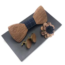 Деревянный галстук-бабочка набор Мужская деревянная брошь и деревянные Запонки резьба аксессуары креативная деревянная бабочка