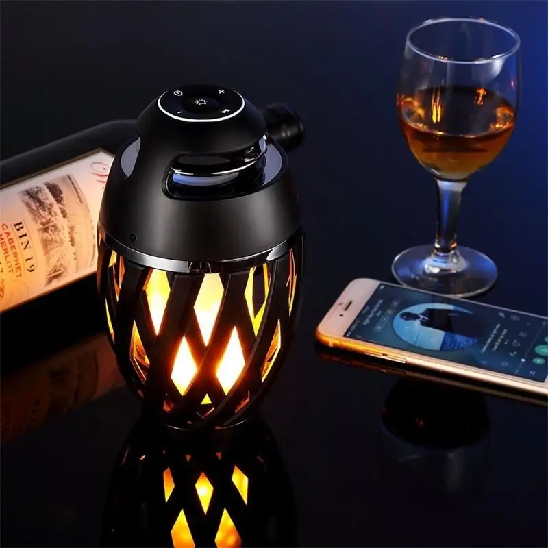 Wireless Speaker LED Flame Light Portable Loudspeaker Creative Bluetooth Music Player LED Flame Torch Lamp Flicker Light Vitog portable speaker