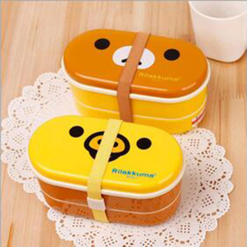 

2 Layer Cartoon Rilakkuma Lunchbox Bento Box Food Container Japanese Style Plastic Lunchbox C