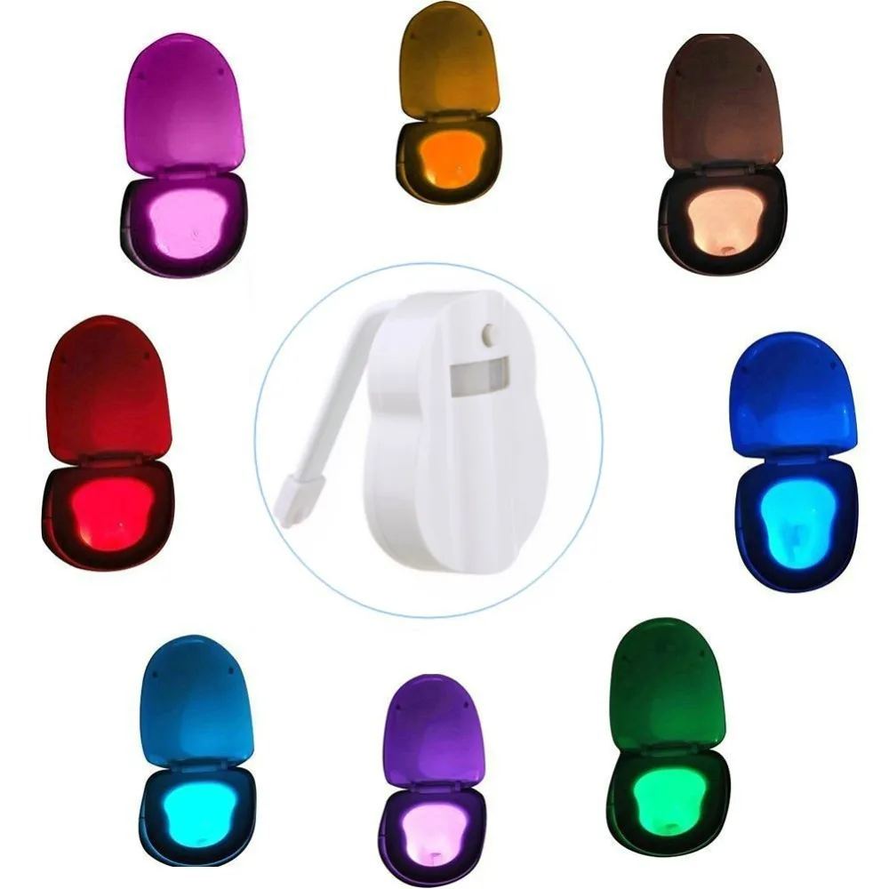 

LED Toilet light 8 Colors Toilet Nightlight Motion Activated Light Sensitive Seat LED Lamp Bowl Night Light Lamp lamparas 3d