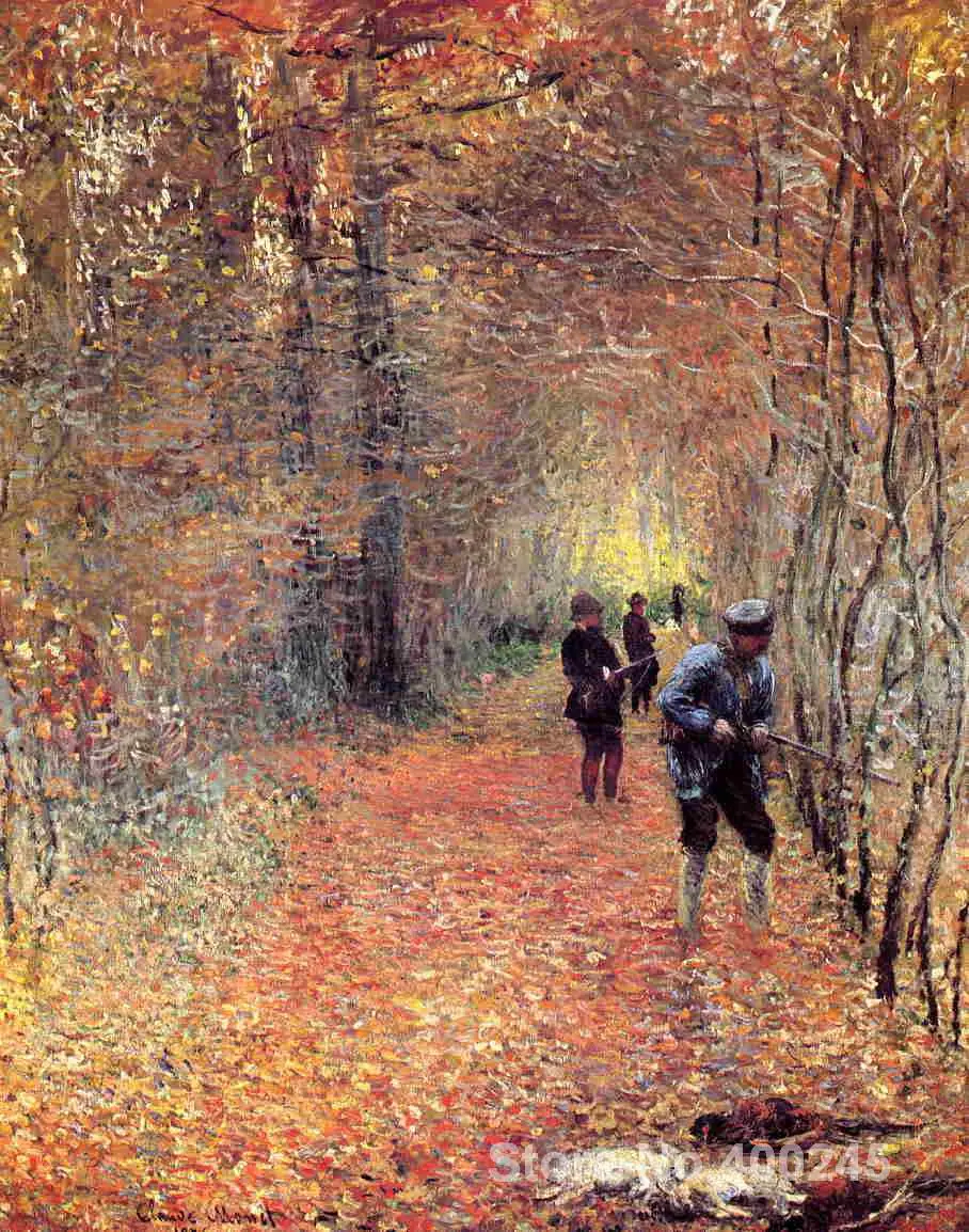 

Painting by Claude Monet Hunting Redroom decor oil on Canvas Handmade High quality