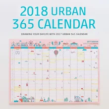 1 pc novo coreano dos desenhos animados criativo bonito calendário de parede 2018 a2 365 dia calendário criativo agenda planejamento papel 59*43cm