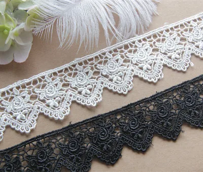 

Handmade DIY Garment Accessories Japanese version water soluble silk thread Black and white Rose embroidery lace width 4cm