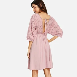 Summer Dress Mini Sexy Women Casual V-neck Beach Dresses Bohemian A-line Hollow Out Vintage Evening Party Dress 2019 Vestidos Summer Dress Mini Sexy Women Casual V-neck Beach Dresses Bohemian A-line Hollow Out Vintage Evening Party Dress 2019 Vestidos