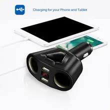 2-гнездо прикуривателя Мощность адаптер DC разветвитель прикуривателя 3.1A 120 Вт устройство для автомобиля с двумя портами USB Зарядное устройство для телефонов и планшетов