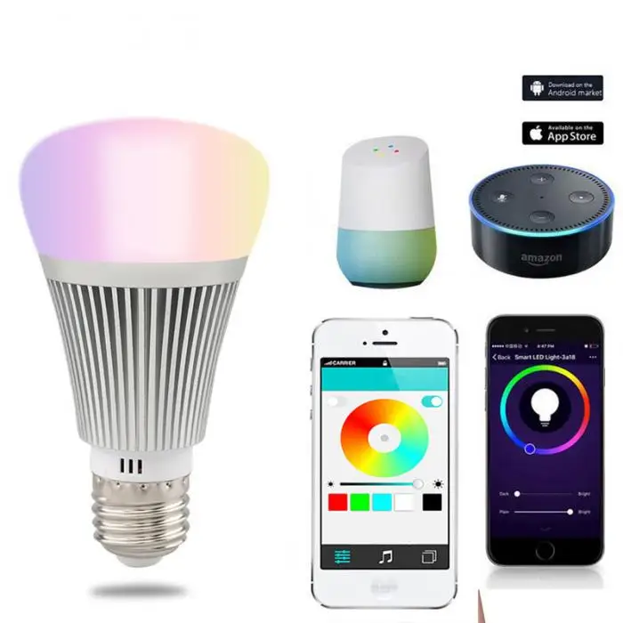 Wifi умный светодиодный светильник E27/E14/B22 пульт дистанционного управления многоцветная Лампа для Amazon Alexa Google Home JA55
