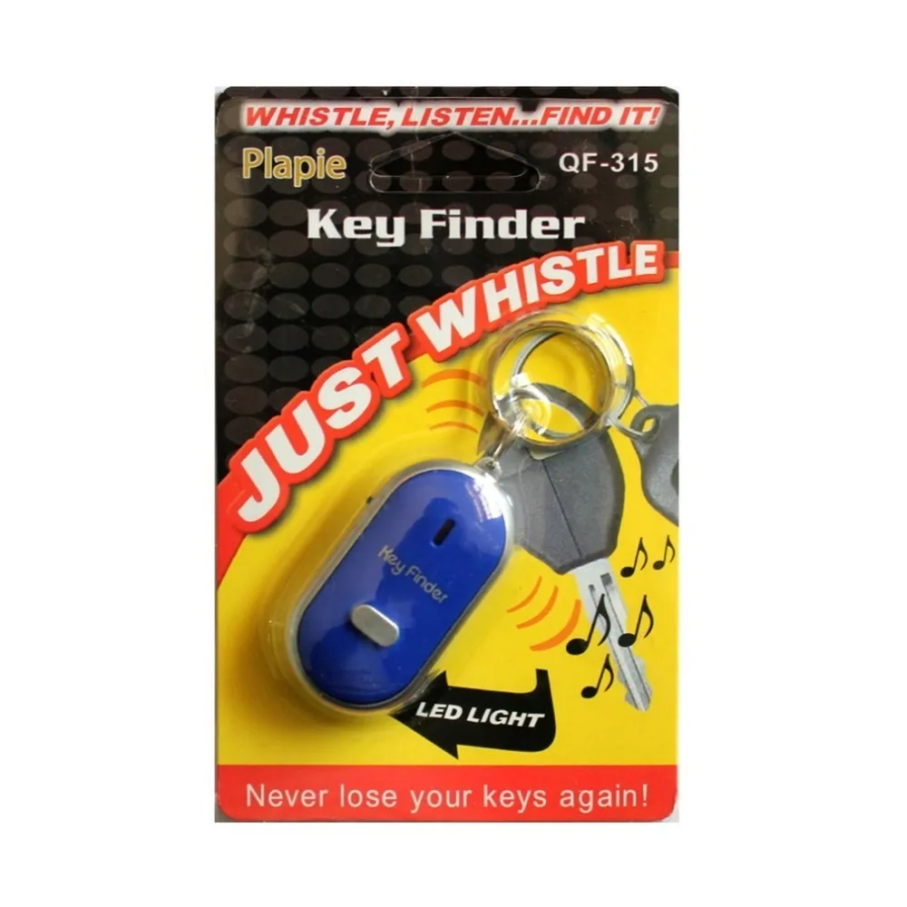 LED Whistle Key Finder Flashing Beeping Sound Control Alarm Anti-Lost Keyfinder Locator Tracker with Keyring 4 Colors For Choice