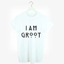 Unisex Loose Style Guardians of the Galaxy I Am Groot 2016 Summer Women Letter Print T-shirt Swag Harajuku Female Printed Tshirt