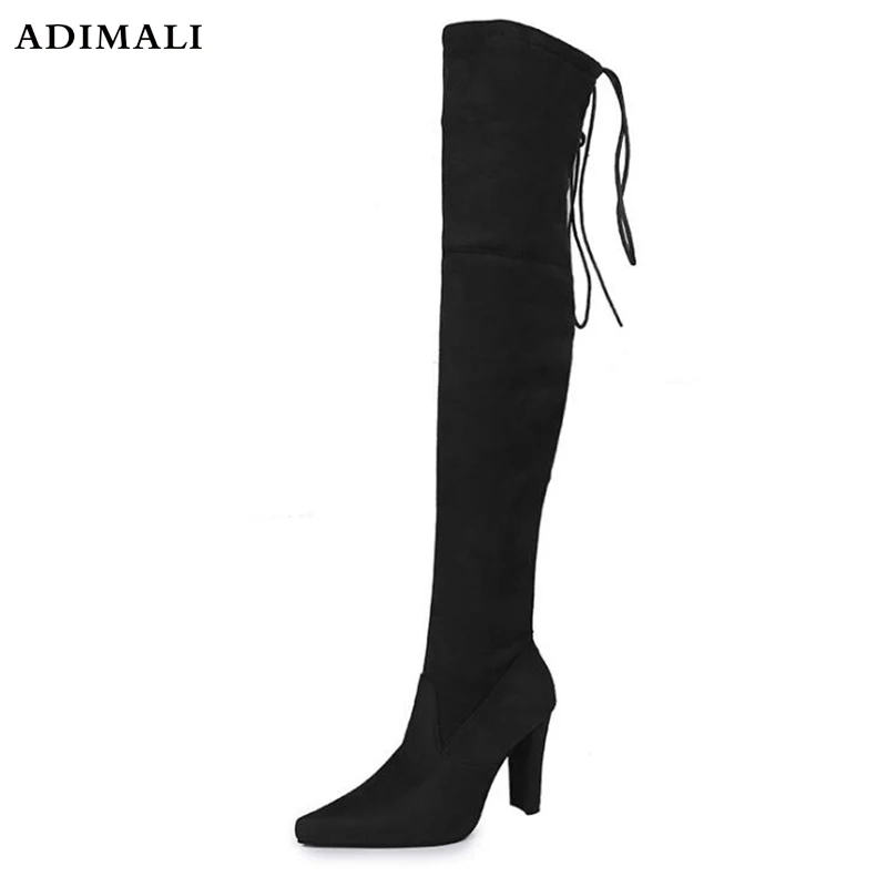 

Hot warm Thigh High Boots Female Winter Boots Women Over the Knee Boots Flat Stretch Sexy Fashion Shoes Size 35--41 stivali donn