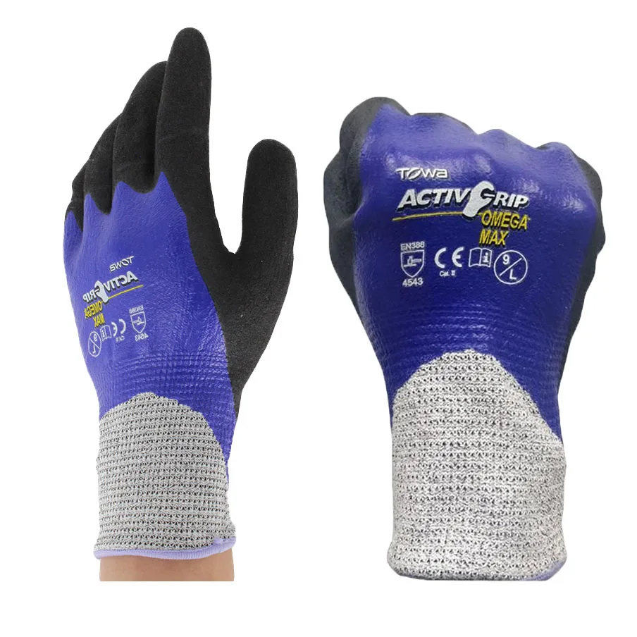 TOWA Safety Working Gloves Anti cut Wear resistant Non slip Coated Protective Work Gloves for