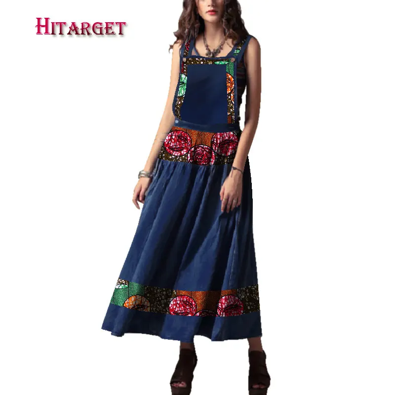 2018 Африканский джинсовая юбка с ремешком Дашики африканские платья для женщин большие размеры женская одежда воск для хлопка африканская