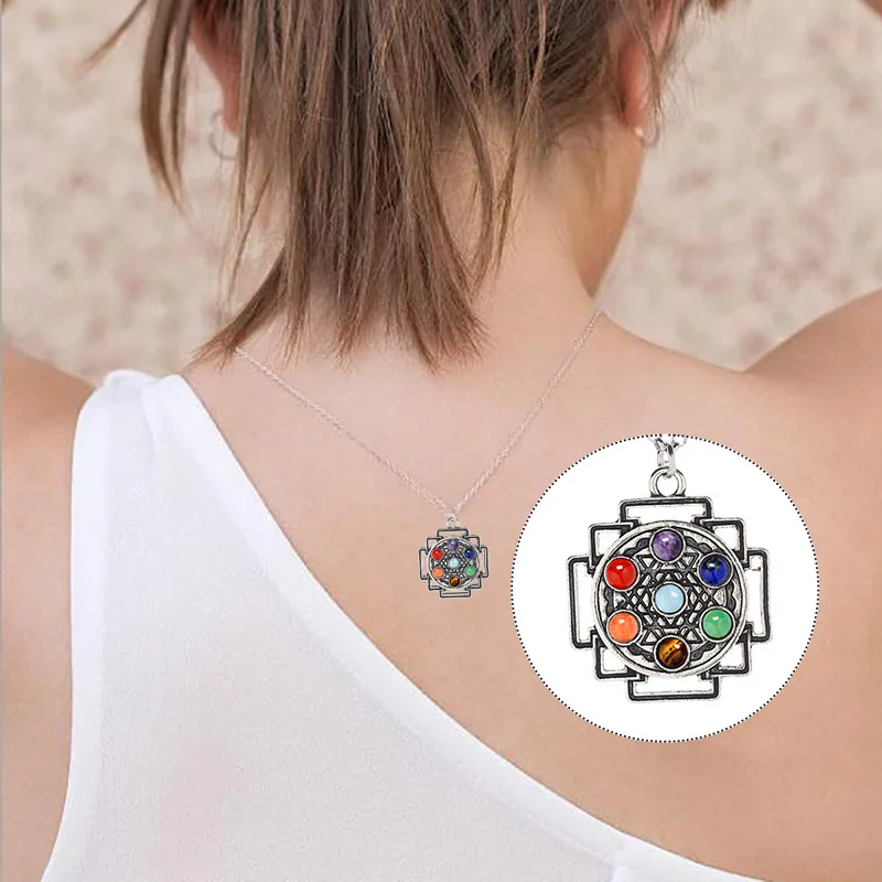 Рейки 7 хрустальных бусин чакра натуральный камень кулон Йога Медитация кварц ожерелье исцеление точка кулон для женщин Подарки