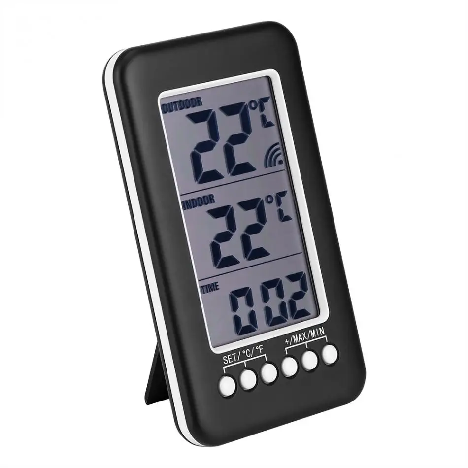 

Wireless Transmitter Sensor Thermometer Indoor Outdoor Wireless Remote Control Digital LCD Thermometer Clock Thermometer