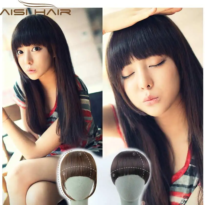 Clip in Bangs Fake Hair Extension Hairpieces False Hair Piece Clip on Front Neat Bang For Women Synthetic Hair Fringe Bangs 1PC