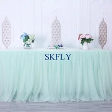 SK005S много цветов на заказ желтый белый светло-розовый синий персиковый Свадебный светло-зеленый пышная Тюлевая оборка для стола с липучкой
