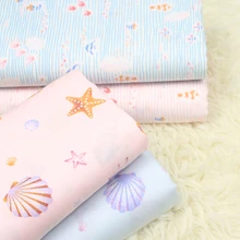 Половина метра Чистый хлопок океан маленькая раковина для рыбы печать ткань мягкая и кожа одежда для малышей Детская одежда Чистый хлопок CR-A169