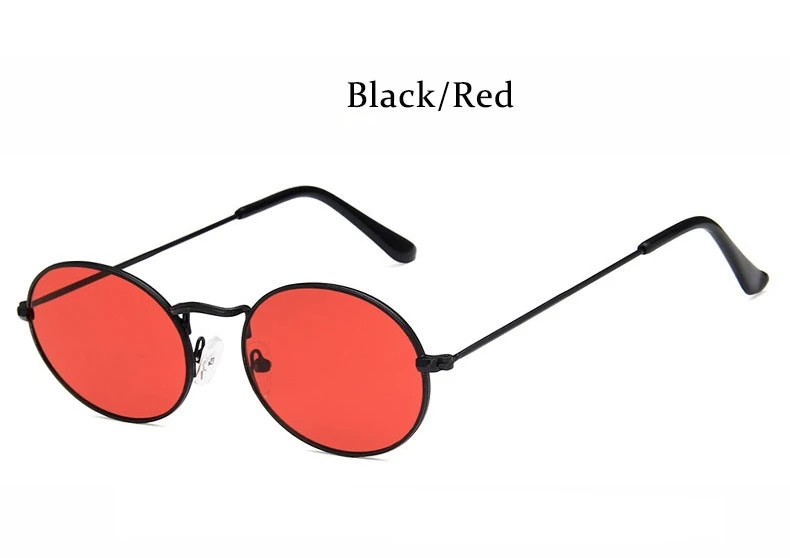 Красные круглые очки женские солнцезащитные очки овальные брендовые дизайнерские солнцезащитные очки для женщин винтажные женские солнцезащитные очки с металлической оправой - Цвет линз: Black Red