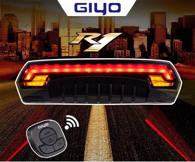 Perfect Giyo Bicycle Wireless Laser Rear Light Bike Turn Signal Remote Control Safety LED Warning Taillight USB Chargeable With Battery 0 Perfect Giyo Bicycle Wireless Laser Rear Light Bike Turn Signal Remote Control Safety LED Warning Taillight USB Chargeable With Battery 0
