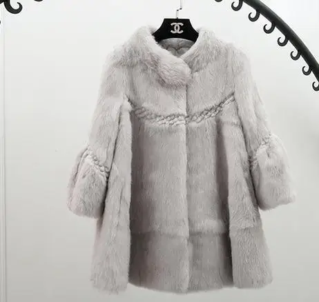 Новая зимняя Женская куртка из кроличьей шерсти и меха, верхняя одежда для беременных, зимняя одежда, куртка для беременных, теплая одежда 16961 - Цвет: gray