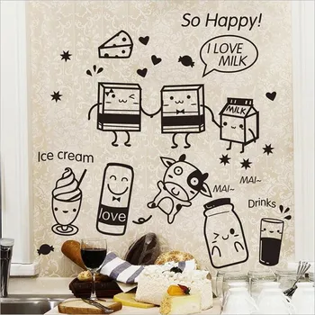 1PCS DIY Wall Stickers for Kitchen Food Coffee Wall Art Decal Kitchen Window Art Self Adhesive Waterproof Stickers 2040CM