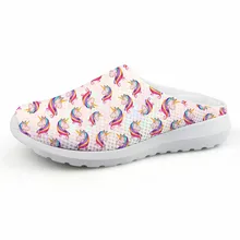 THIKIN/прогулочная обувь без застежки с принтом единорога; женские летние дышащие сетчатые тапочки; легкие женские уличные сандалии