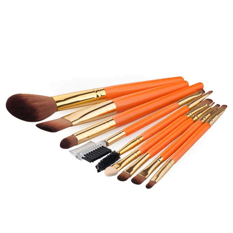 

Wholesale Professional 9pcs Orange Makeup Brushes Set Eyeshadow Foundation Blending Brush Cosmetic Tools Kit 50 Sets/Lot
