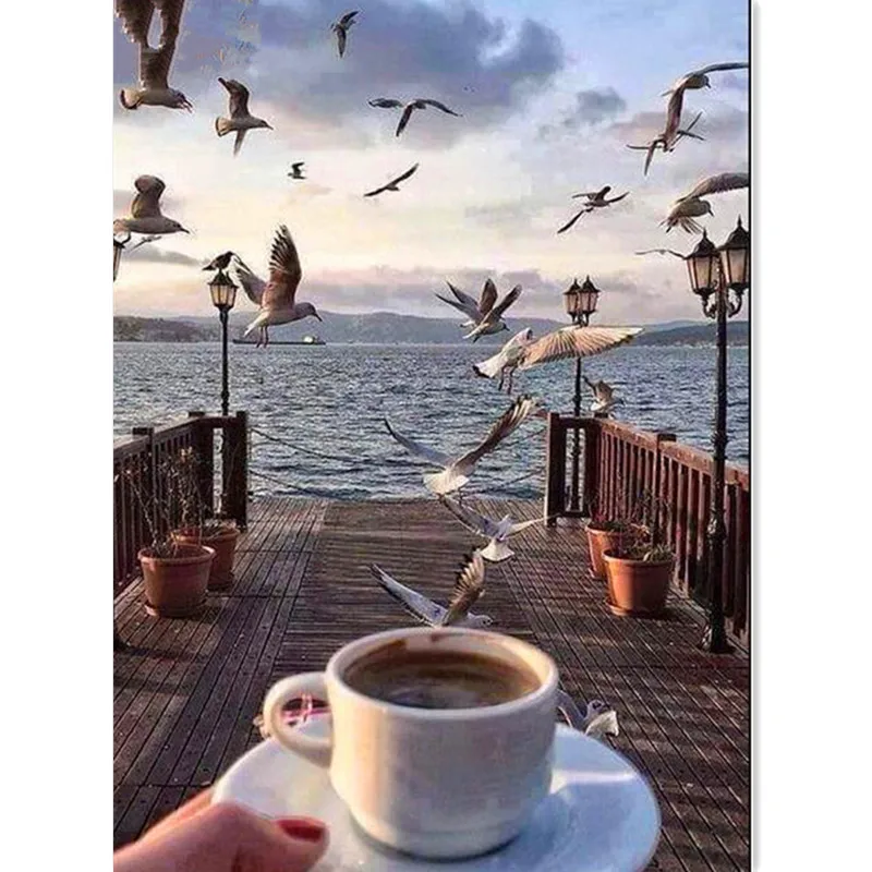 diamond embroidery coffee cup needlework mosaic pictures of rhinestones hobbies patchwork accessories Christmas | Дом и сад