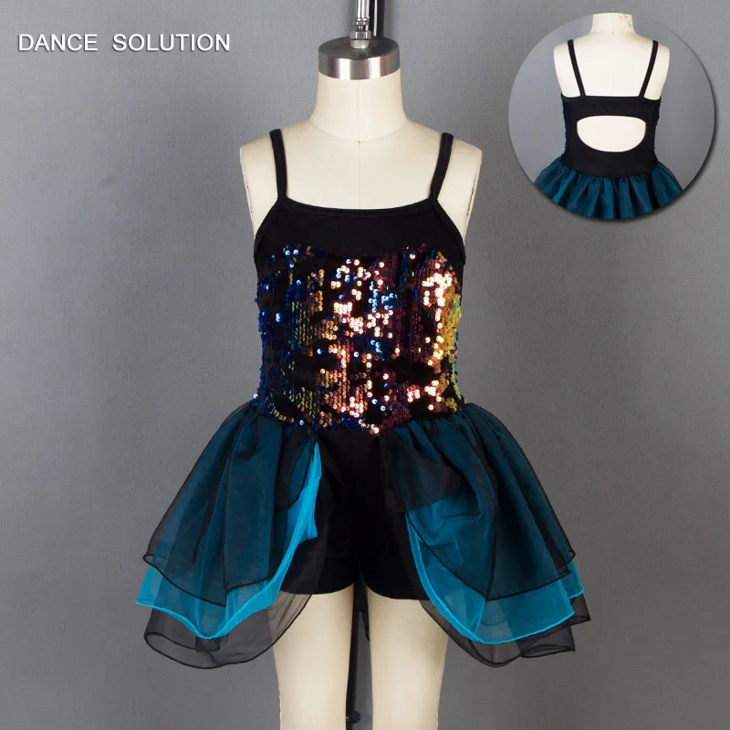 Black Bodice with Keyhole and Leotard Skirt Romantic Ballet Tutu for Girl Kid Stage Performance Costume Practice Dancewear 19018 |
