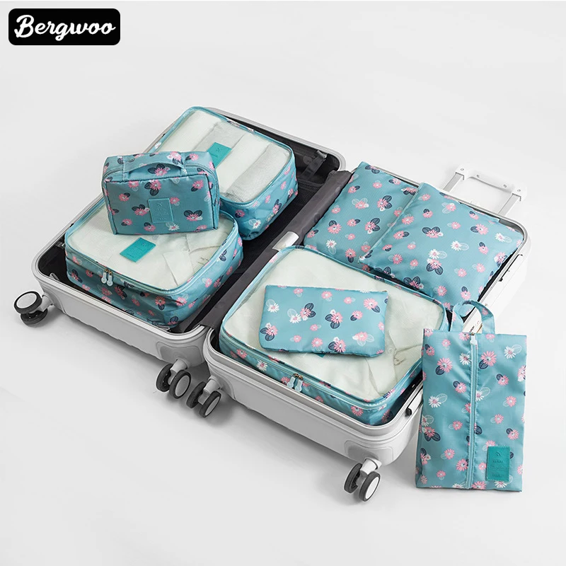 

Pack of 8 Packing Cubes Compression Travel Luggage Organizer Wardrobe Toiletries Shoes Organizer Bag Set