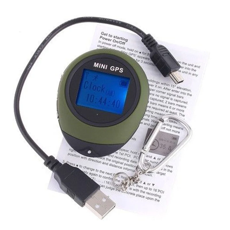 Podofo Mini GPS receptor de navegación localizador de mano Buscador USB recargable con brújula al aire libre deporte viaje llavero de mano Podofo Mini GPS receptor de navegación localizador de mano Buscador USB recargable con brújula al aire libre deporte viaje llavero de mano