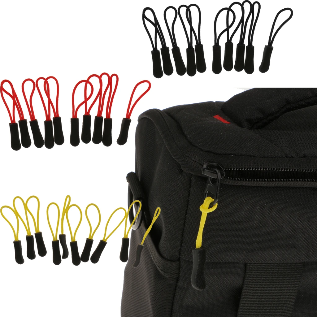 High Quality 10pcs Zipper Pulls Replacement Zip Cord Puller Slider Jacket Backpack Zippers for Bag Cloth Tent Backpack Accessory