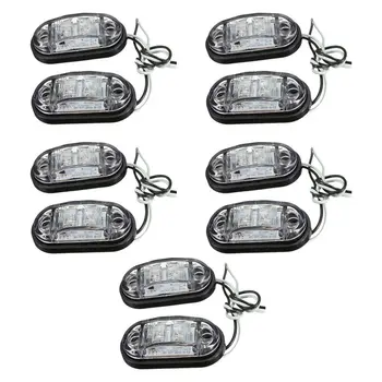 

10pcs LED Side Marker Light for Truck Car ,Seal Trailer RV Clearance Lamp 12 / 24V White