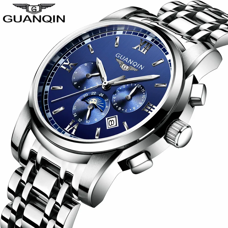 2018 GUANQIN Watch Men Luxury Brand Automatic Self-Wind Business Stainless Steel Waterproof Mechanical Wristwatch Men Hour Clock 2018 GUANQIN Watch Men Luxury Brand Automatic Self-Wind Business Stainless Steel Waterproof Mechanical Wristwatch Men Hour Clock