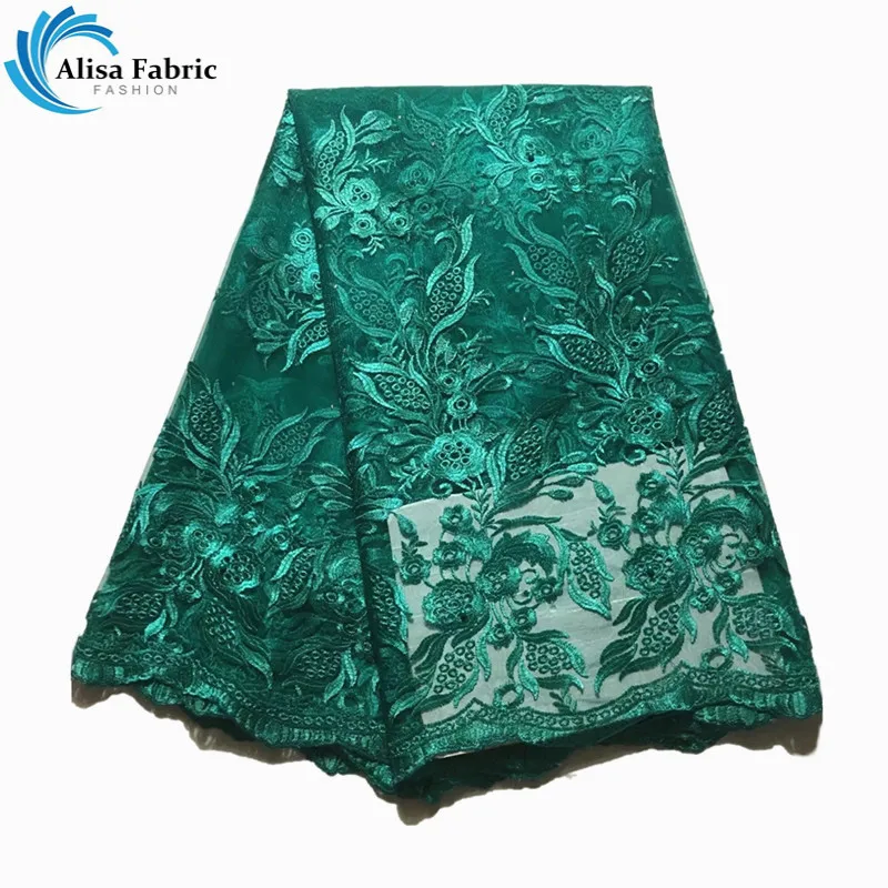

Lovely green African lace fabric high quality 2019 french laces fabrics embroidered with stones net lace for women wedding dress