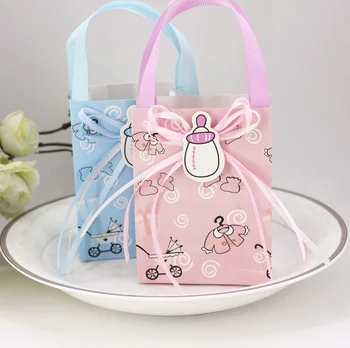 

96pcs Mini Pink / Blue Kids Milk Bottle Paper Baby Shower Candy Boxes Hand Bags Candy Bags Return Present Giveaways Gifts Bags