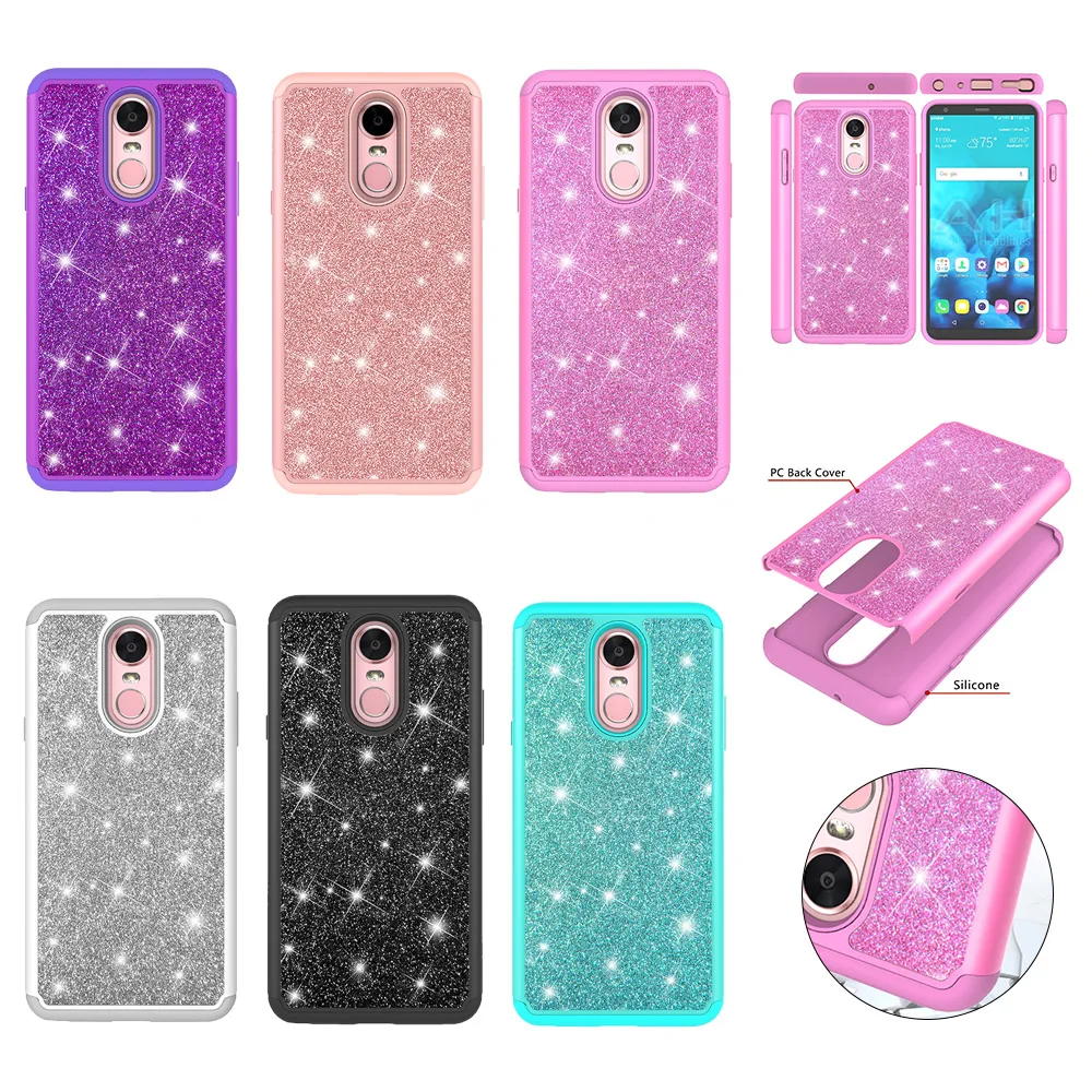 

For LG Stylo 4 Case Bling Glitter Dual Layer PC Silicone Phone Case for LG Stylo 4 Back Cover for LG Q Stylus Case Accessories